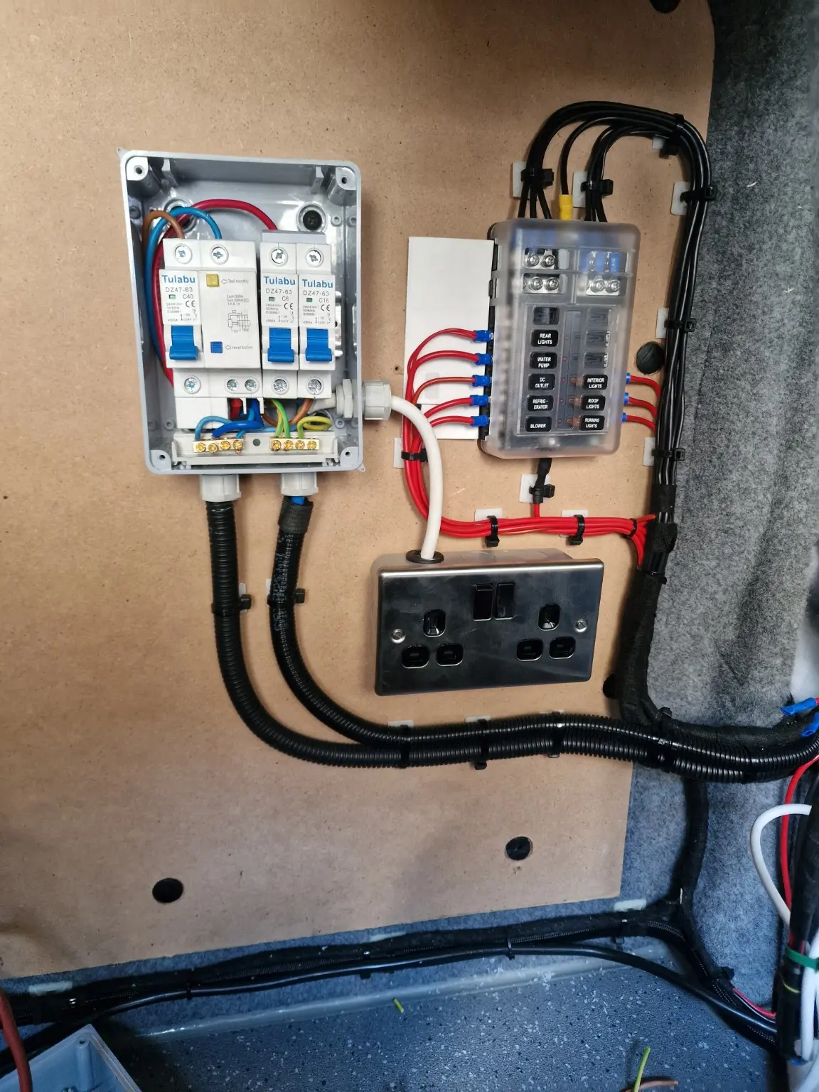 Neat fused electrical installation